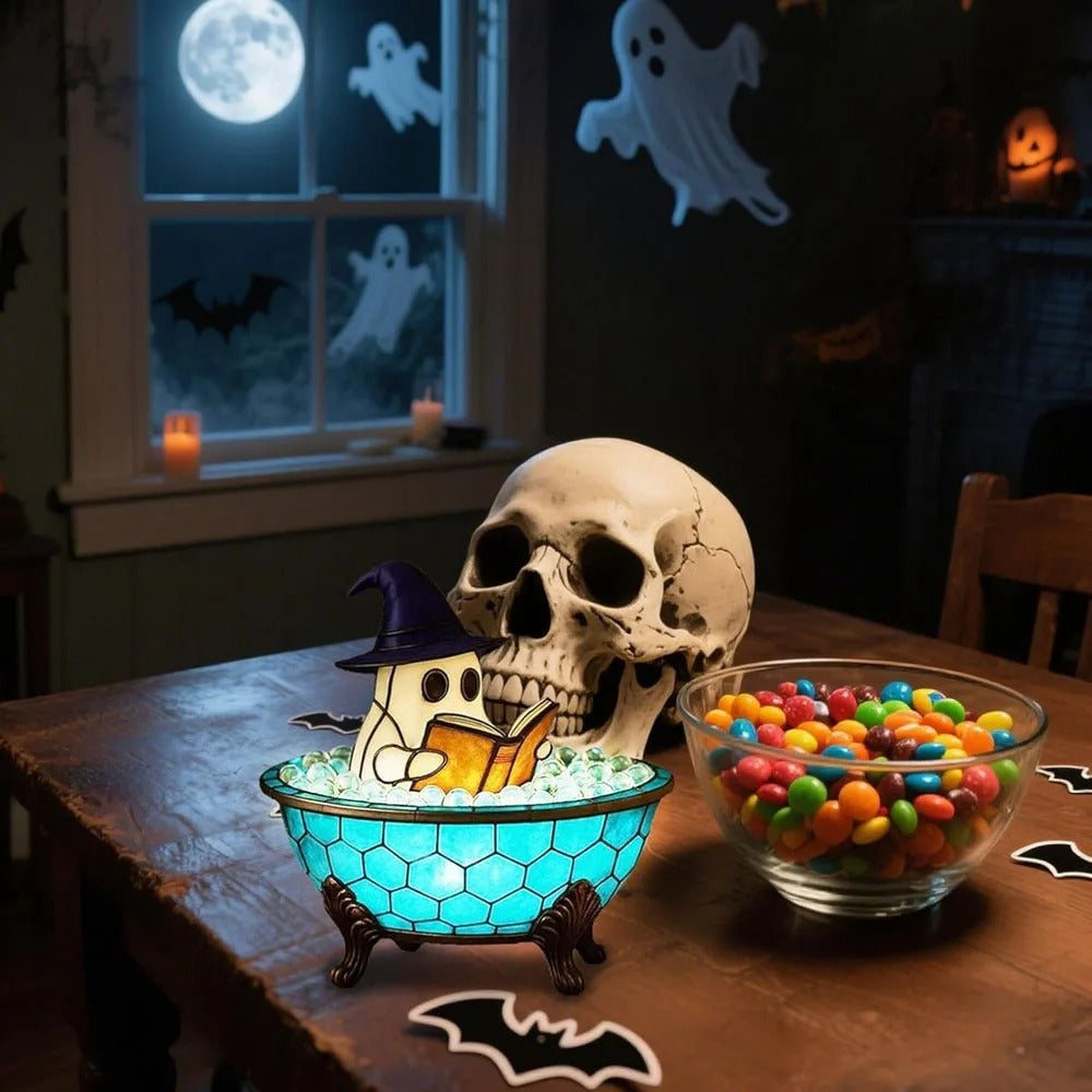 Cute Halloween Ghost Night Light – Bubble Bath Accent Lamp for Party or Gift - Ikimsoft