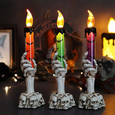 Halloween Skull Hand Candle – Spooky Light for Ghost Festival & Party Decor - Ikimsoft