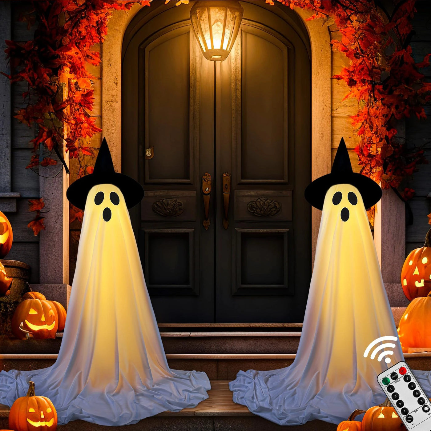 Hanging Swing Ghost Halloween Decor with String Lights and remote control