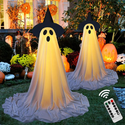Hanging Swing Ghost Halloween Decor with String Lights and remote control